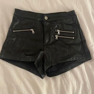 High waisted pleather shorts.